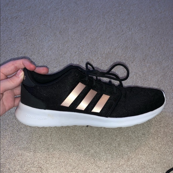 adidas black and rose gold tennis shoes